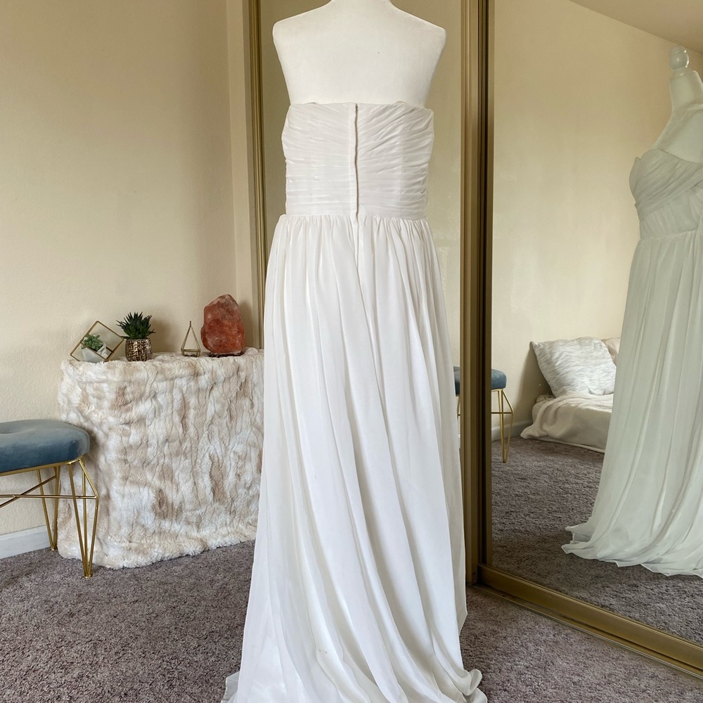 Wedding OR Bridesmaid Dress - Strapless White / Cream Chiffon - Simple & Elegant - Picture 5 of 16